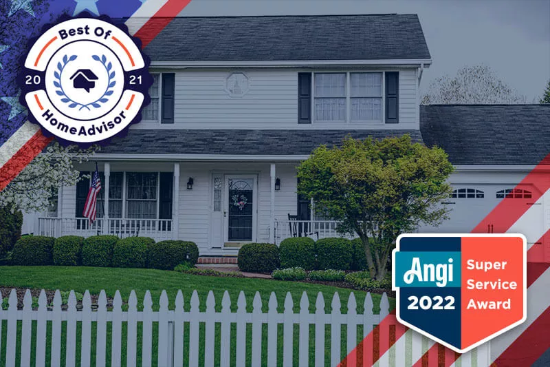 Front yard of home branded with awards